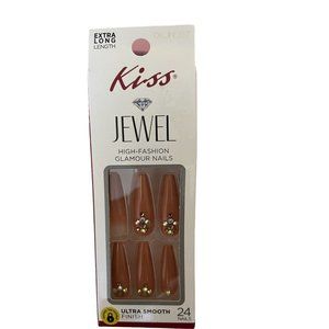 KISS Nails Glue On Extra Long Ultra Smooth‎ Jewel Gingerbread